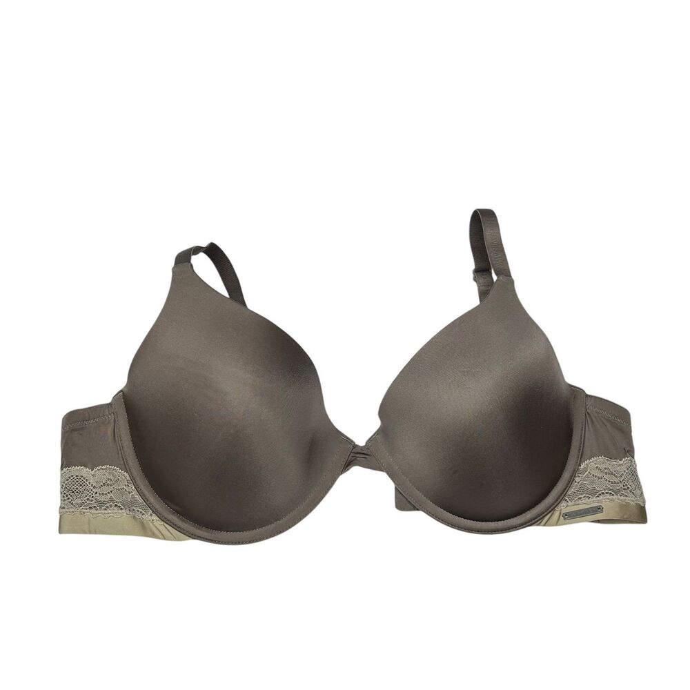 Calvin Klein taupe brown lined lace bra 34D